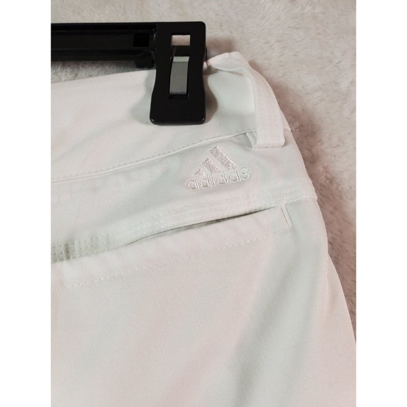 adidas Shorts Womens Size 4 White Pockets Flat Front Light Wash Slit Logo EUC - Picture 7 of 9